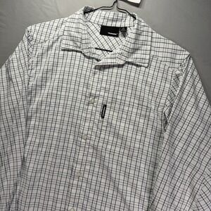 Truewerk Shirt Mens Medium White Check Long Sleeve Button Up Stretch Work